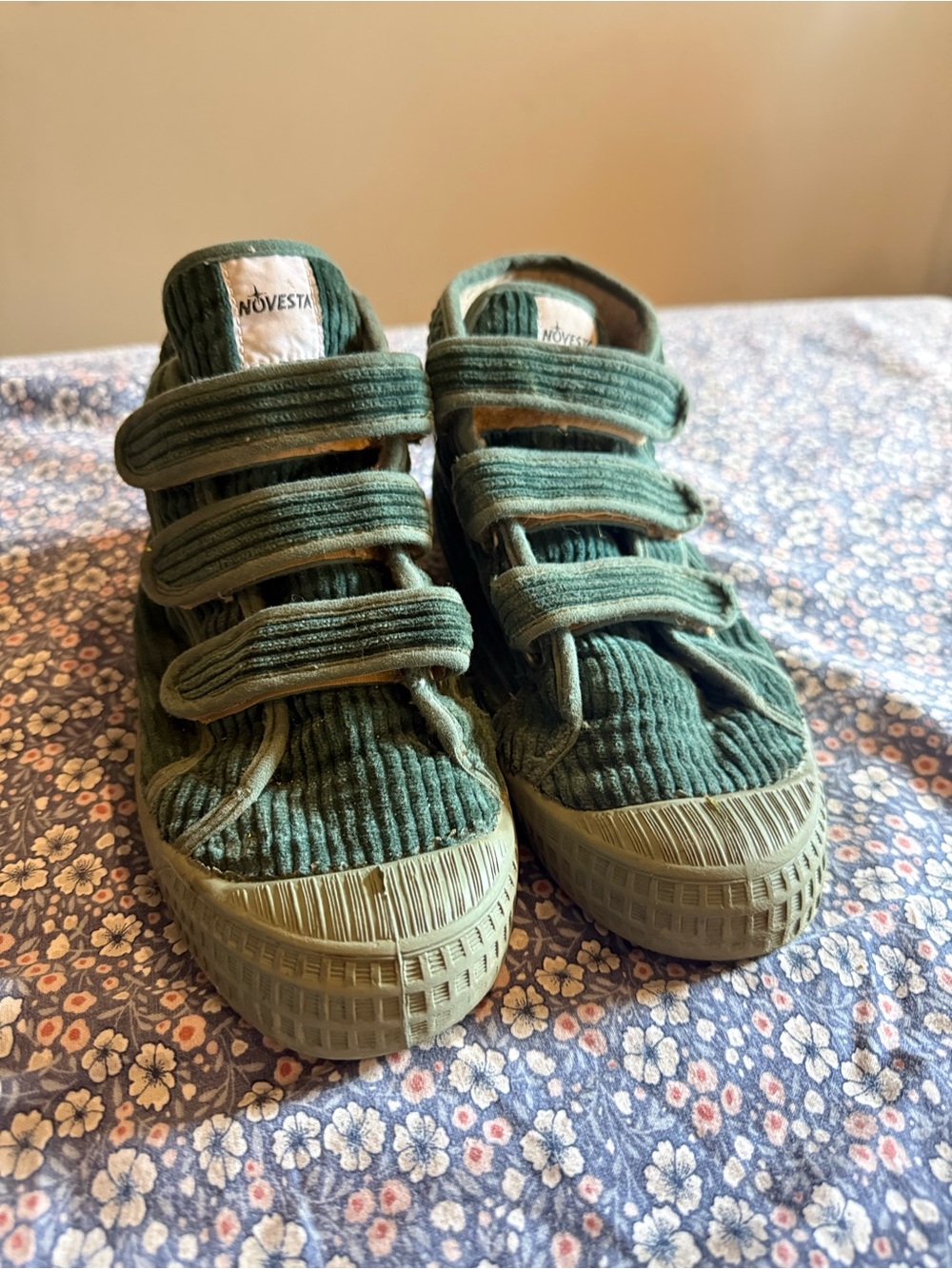 Novesta Kids Green Corduroy High-Top Sneakers